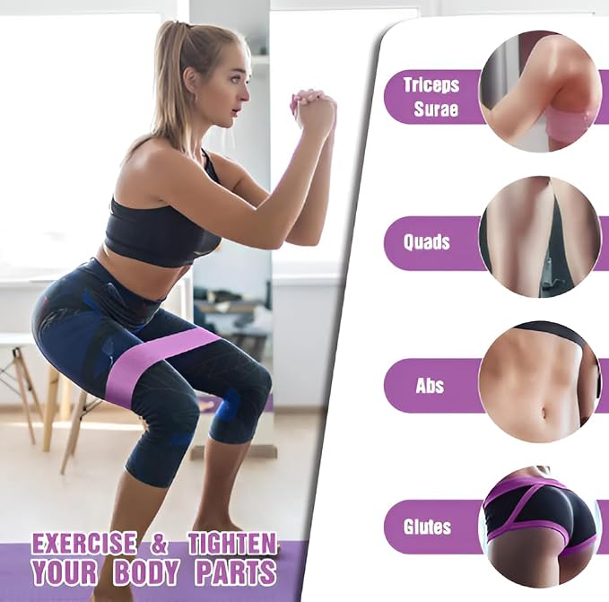 Fabric Resistance Band Set | 3 Tension Bands with Carrying Bag | Fabric Resistance Bands for Hips & Glutes Workouts - view 4
