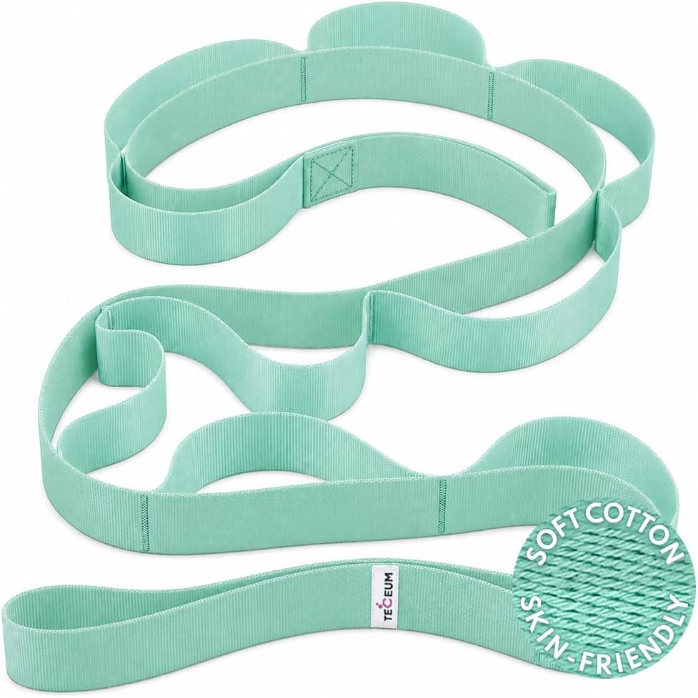 Stretching Strap with 10 Loops for Physical Therapy & Rehab | Non-Elastic Yoga Stretch Band for Hamstring, Leg, Hip & Knee Rehab, Pilates, Flexibility & Mobility Exercises for Men & Women