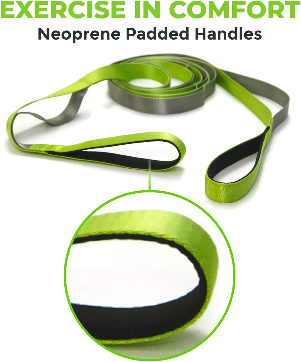 Stretching Strap for Physical Therapy, 12 Multi-Loop Stretch Strap 1" W x 8' L, Neoprene Handles, Physical Therapy Equipment, Yoga Straps for Stretching, Leg Stretcher. - view 5