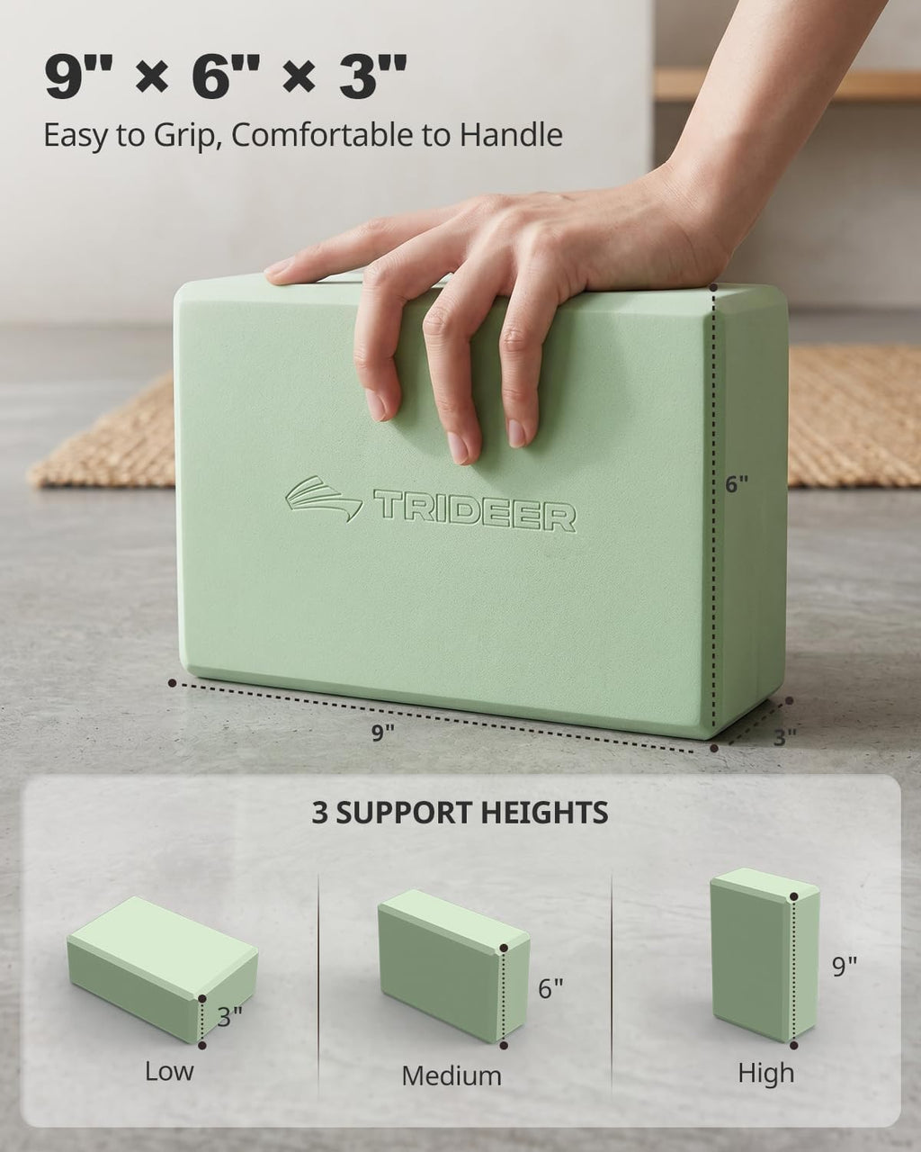 Yoga Blocks 2 Pack, Soft Non-Slip Foam Blocks with Beveled Edges for Alignment and Stretching in Yoga, Pilates, and Dance - Supportive, Lightweight, Odor Resistant, Latex-Free - view 8