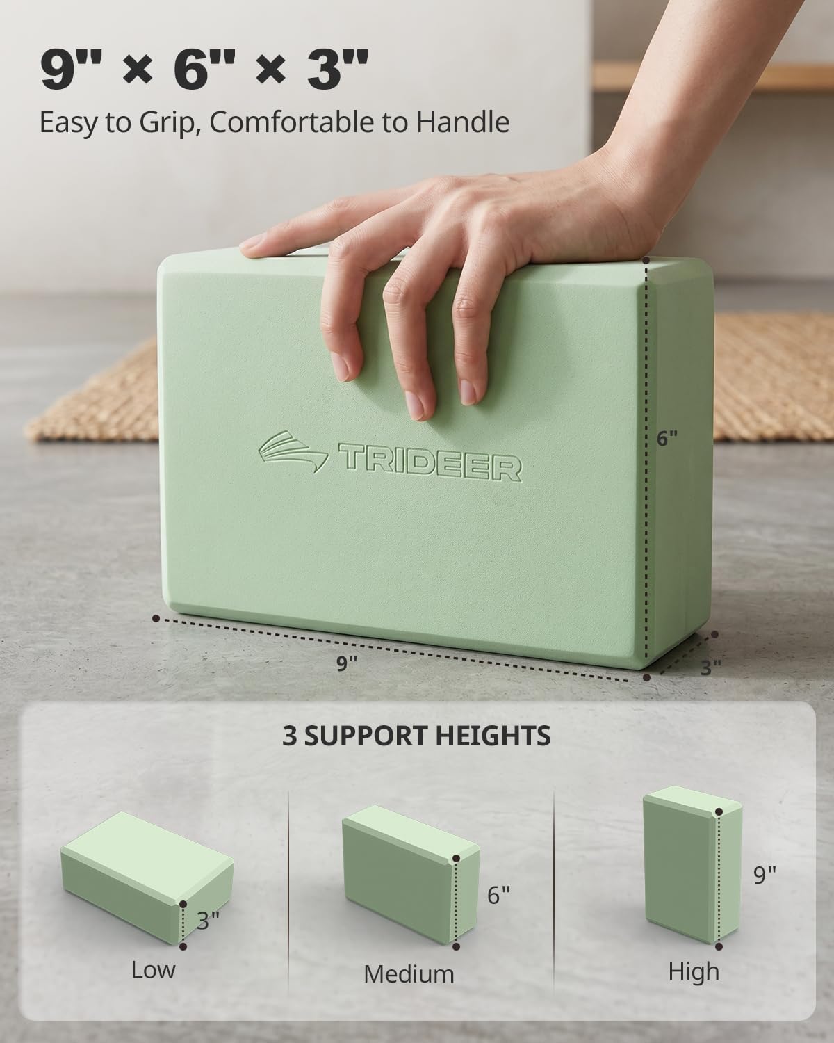 Yoga Blocks 2 Pack, Soft Non-Slip Foam Blocks with Beveled Edges for Alignment and Stretching in Yoga, Pilates, and Dance - Supportive, Lightweight, Odor Resistant, Latex-Free - view 8