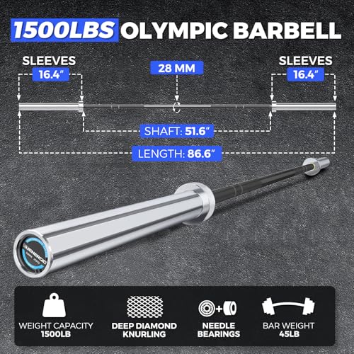 Olympic Barbell 7FT 45LB, 1500LB Capacity, 2-Inch Weight Bar - view 2
