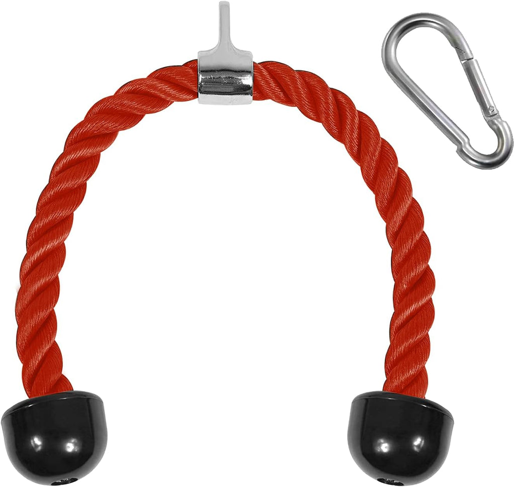 Deluxe Tricep Rope Cable Attachment, 27 & 36 inch with 4 Colors, Exercise Machine Attachments Pulley System Gym Pull Down Rope with Carabiner