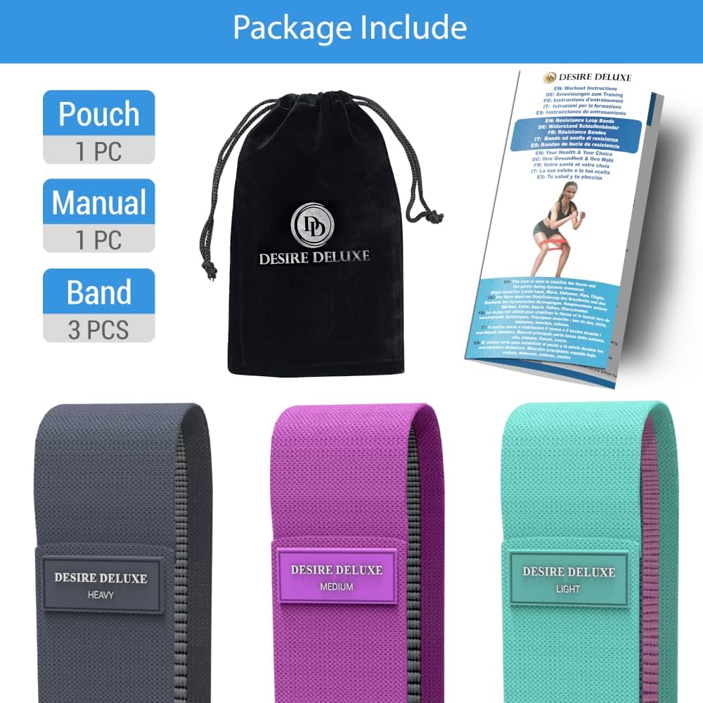 Premium Resistance Bands Set – Fabric Stretch Bands for Strength Training, Physical Therapy, Pilates & Yoga, Non-Slip Workout Bands for Men & Women (3 Pack) - view 8