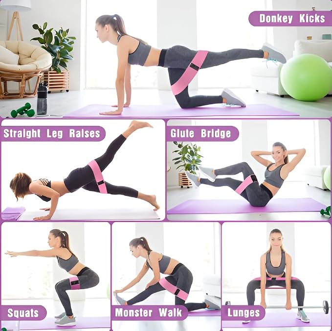 Fabric Resistance Band Set | 3 Tension Bands with Carrying Bag | Fabric Resistance Bands for Hips & Glutes Workouts - view 5