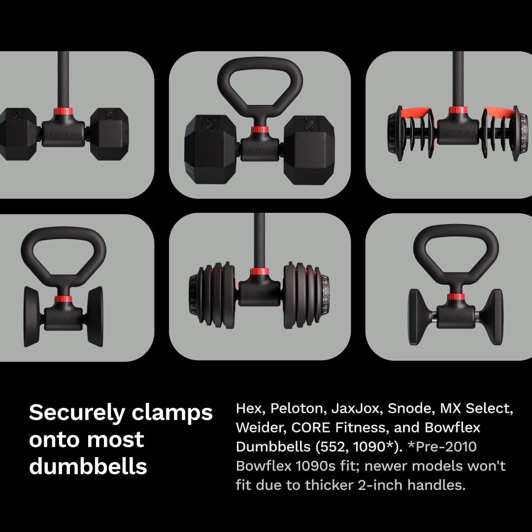 Hyperbell Dumbbell Converter - Convert Dumbbells to Barbell Set and Kettlebell for Home Fitness - Adjustable & Up to 200 lb Capacity Weight Barbell for Weight Lifting - view 5
