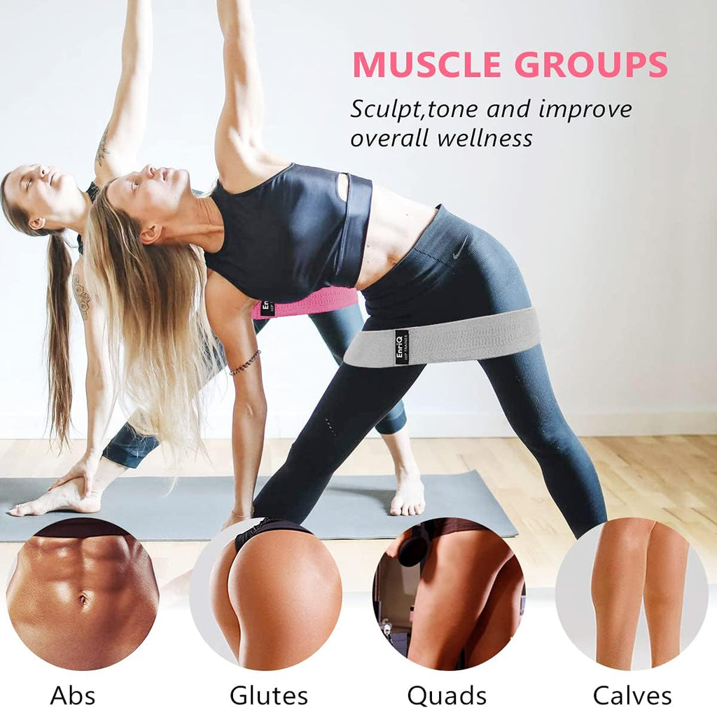 Booty Bands Fabric Resistance Bands for Legs and Butt - Non Slip Cloth Hip Bands Elastic Workout Bands - Activate Glutes and Thighs - Made of Premium Elastic Fabric - view 4