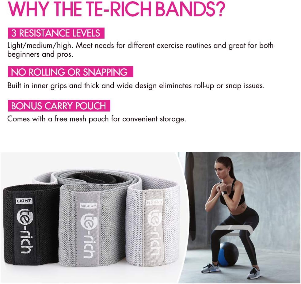 Resistance bands, fabric workout bands for women & men, cloth booty resistance loop bands, thick squat bands for butt/legs/thigh/hip/glute exercising - view 2