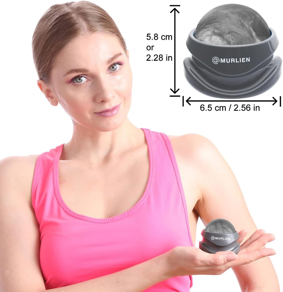 Massage roller ball, tight and sore muscles relief, manual massager, alleviating shoulder, arms, back, legs, calves or muscle tension - gray - view 6