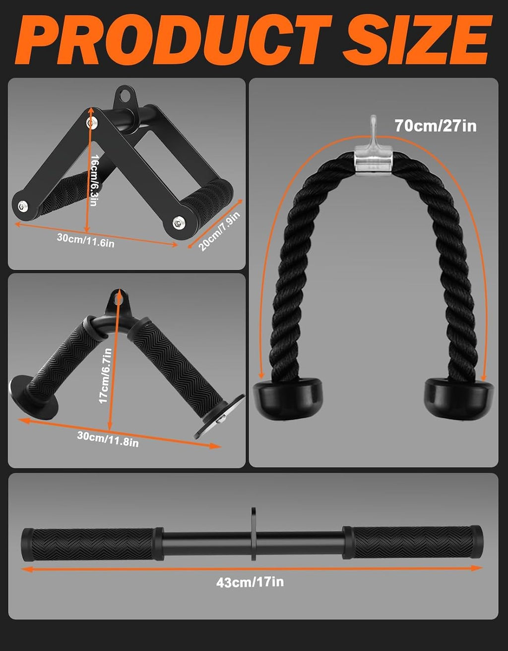 Cable Machine Attachment Set, LAT Pulldown Accessories for Home Gym | 4-Piece Set for Back, Biceps, Triceps and Shoulder Training - view 6