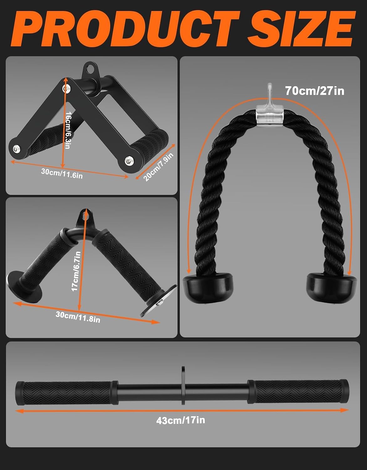 Cable Machine Attachment Set, LAT Pulldown Accessories for Home Gym | 4-Piece Set for Back, Biceps, Triceps and Shoulder Training - view 6