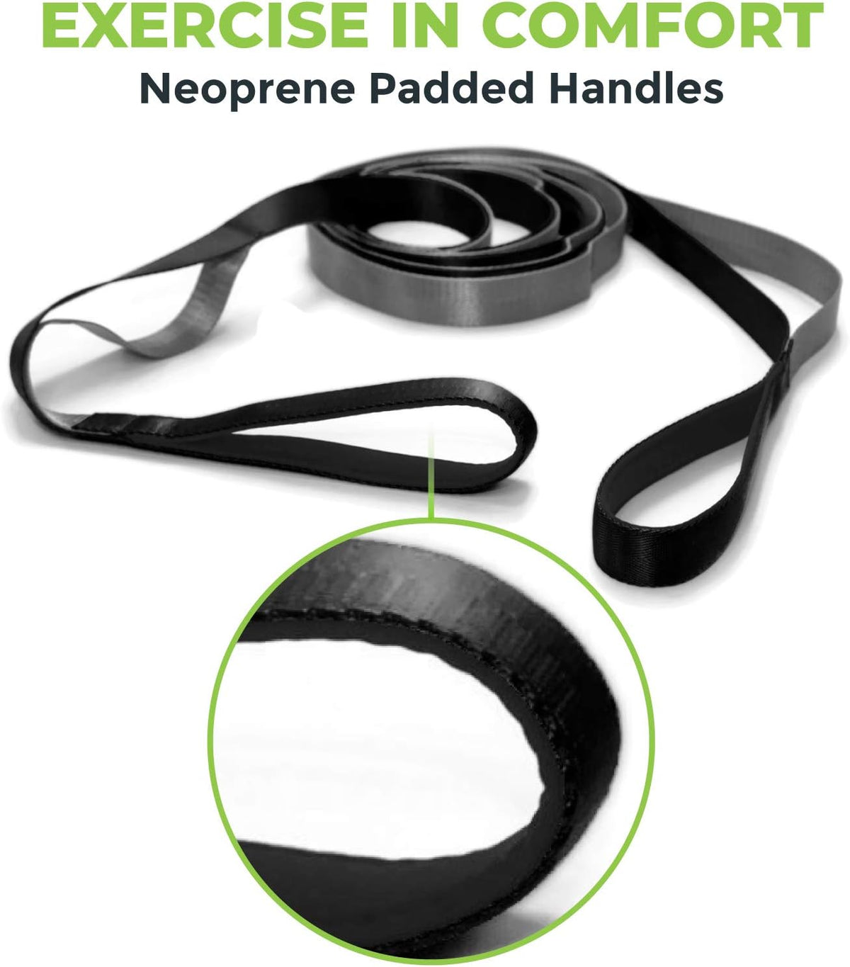 Stretching Strap for Physical Therapy, 12 Multi-Loop Stretch Strap 1" W x 8' L, Neoprene Handles, Physical Therapy Equipment, Yoga Straps for Stretching, Leg Stretcher. - view 5