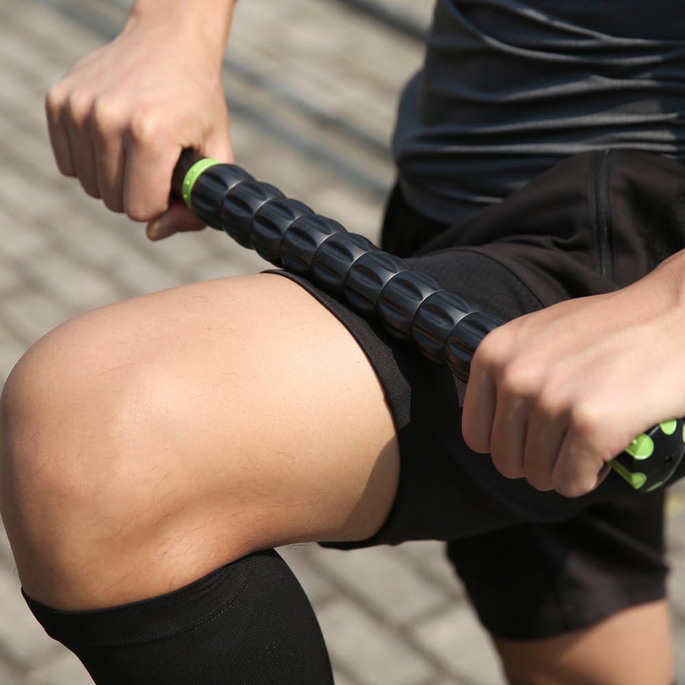 Muscle Roller Stick for Athletes- Body Massage Sticks Tools Massager for Relief Muscle Soreness,Cramping and Tightness,Help Legs and Back Recovery,Black Green - view 5