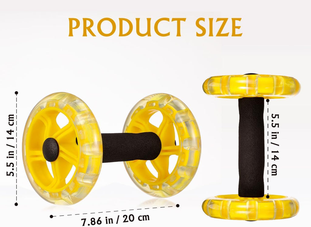 Dual Ab Roller Wheel Set for Core Workout, Portable Abdominal Exercise Equipment with Foam Grip for Home Gym, Lightweight Fitness Training Tool for Men and Women, Yellow - view 2