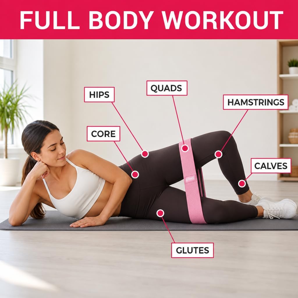 Premium Resistance Bands for Working Out - Exercise Bands to Workout Glutes, Thighs & Legs - No Slip Cloth Booty Bands for Gym & Home Fitness, Yoga, Strength & Pilates for Men/Women - 3 Levels - view 4