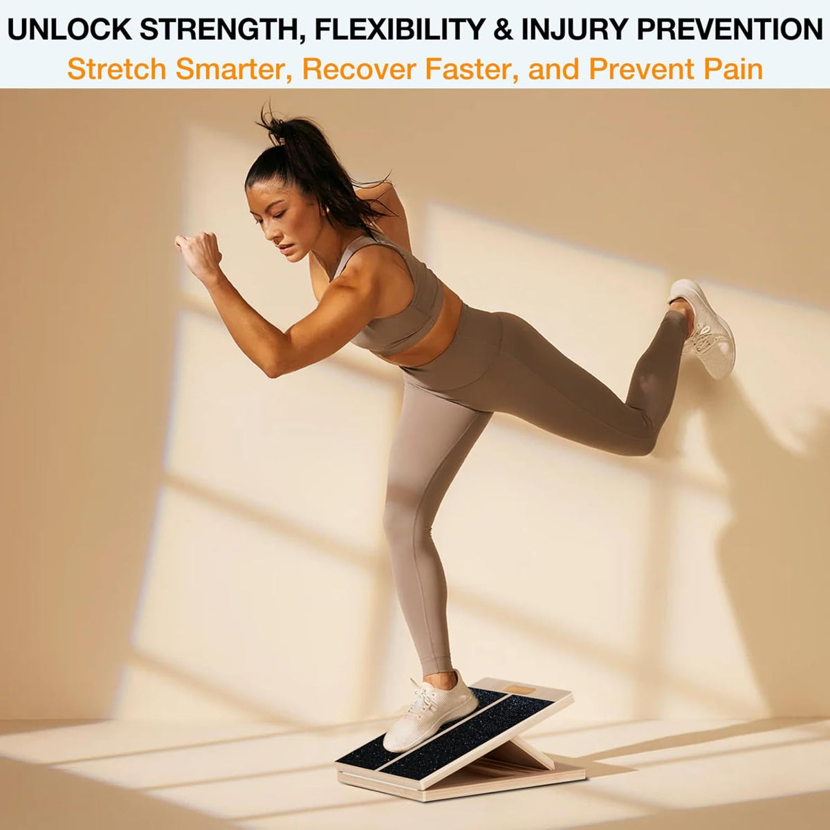 Slant Board for Calf-Stretching - Wooden Incline Wedge Stretcher for Squats, Foot & Ankle Mobility, Portable Fitness Equipment, Balance Block for Heel Stretch - view 7