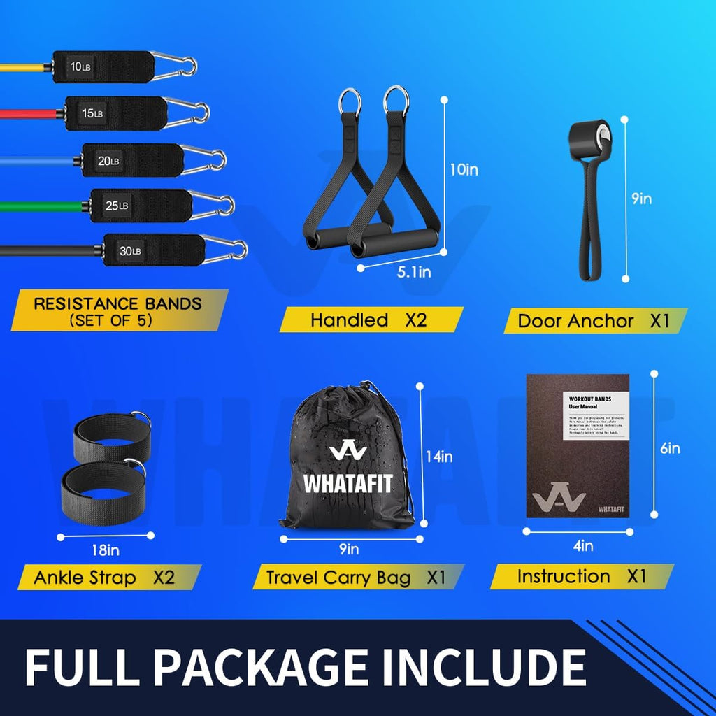 Resistance Bands, Exercise Bands with Handles, Workout Bands for Working Out, Fitness Bands Set for Home Gym Full Body Strength Training, Muscle Tone, Yoga & Stretching - view 3