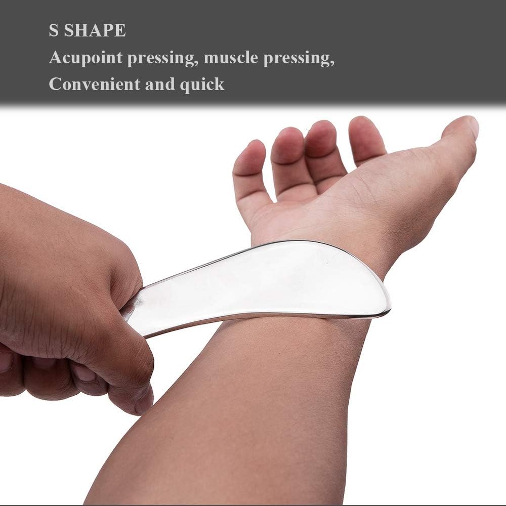 Muscle scraper tool, IASTM tool, stainless steel gua sha for body | double-beveled stainless steel edges support targeted scraping on the back, arms, legs, neck and shoulders - view 4
