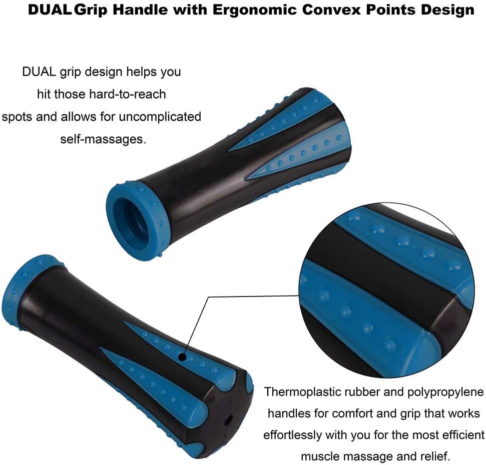 Professional 9-Roller Deep Tissue Massage Stick - Portable Muscle Recovery Roller for Athletes, Relieves Post-Workout Soreness & Leg/Back Pain - Portable Physio Tool (Blue 1) - view 4