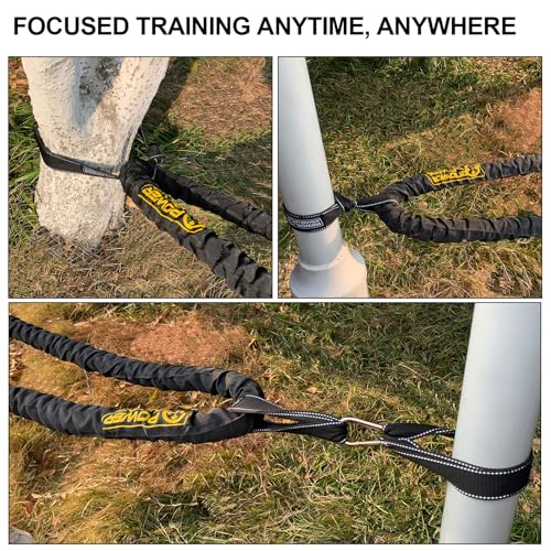 Battle Rope, 1.5/2 Inch Diameter Poly Dacron 30, 40, 50Ft Length Exercise Equipment for Home Gym & Outdoor Workout, Battle Rope Anchor Included… - view 5
