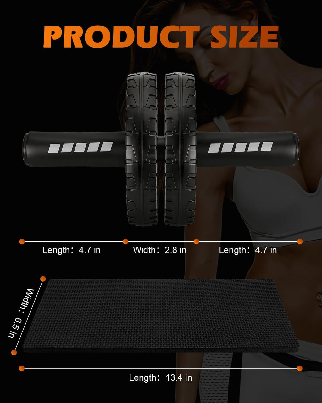 Upgraded Ab Roller Wheel, Abdominal Core Workout Equipment for Home Gym with Knee Pad, Full Body Strength Training Fitness Tool for Men and Women - view 3