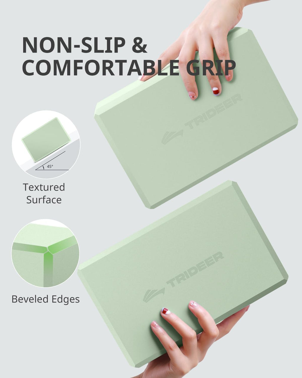 Yoga Blocks 2 Pack, Soft Non-Slip Foam Blocks with Beveled Edges for Alignment and Stretching in Yoga, Pilates, and Dance - Supportive, Lightweight, Odor Resistant, Latex-Free - view 6