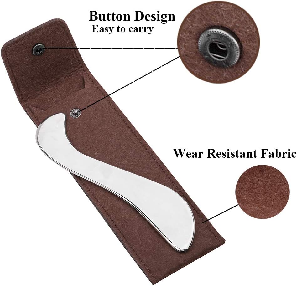 Muscle scraper tool, IASTM tool, stainless steel gua sha for body | double-beveled stainless steel edges support targeted scraping on the back, arms, legs, neck and shoulders - view 6