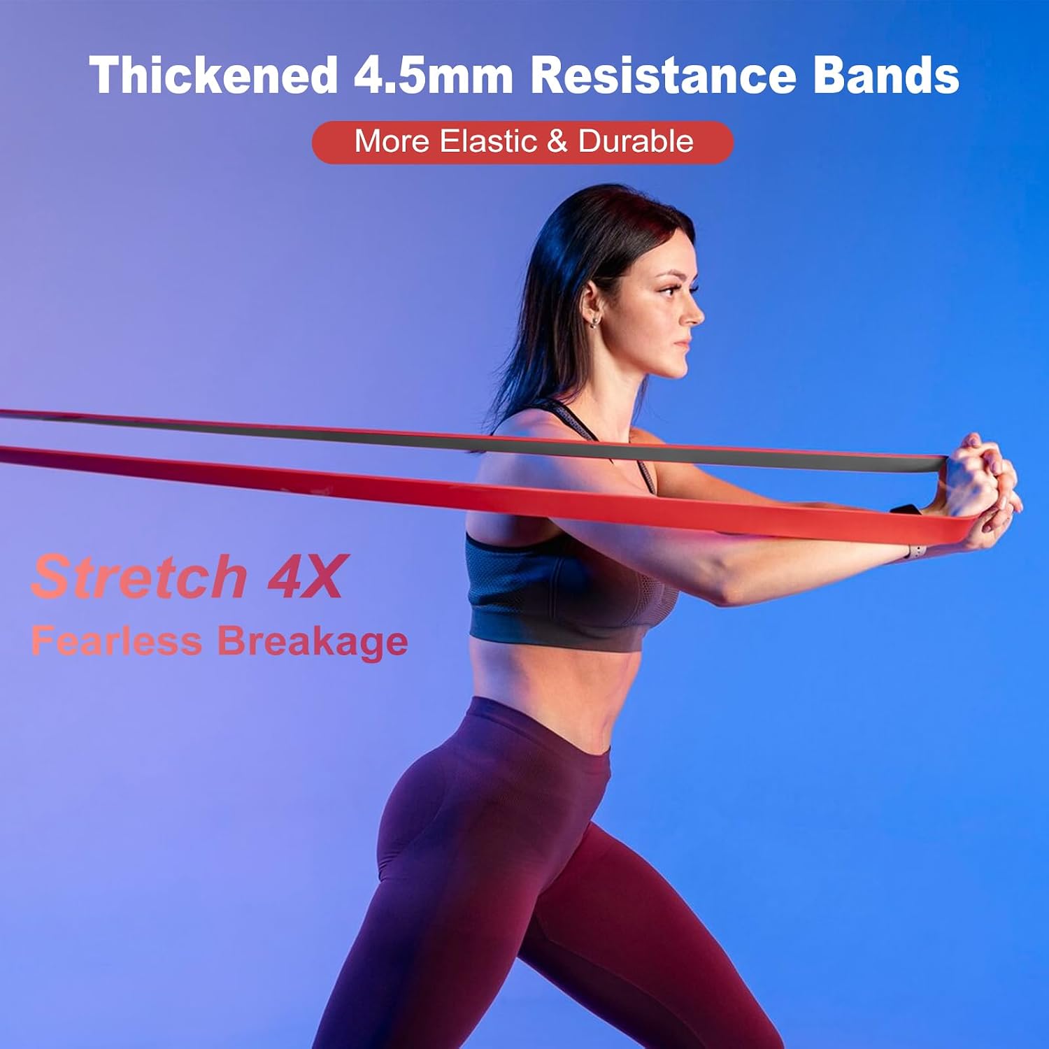 Resistance Bands, Pull Up Bands, Workout Bands for Exercise, Thick Heavy Resistance Band Set with Door Anchor, Elastic Bands for Body Stretching, Training at Home/Gym for Men & Women - view 4