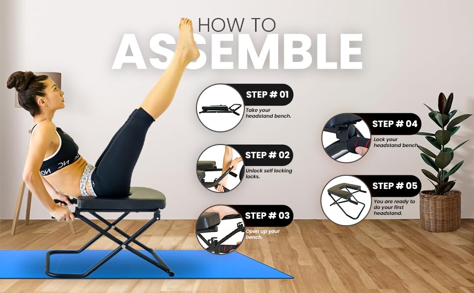 Longer+Wider+Bigger Yoga Headstand Bench Chair with Handles Headstand Handstand Inversion Workout Stretch - view 4