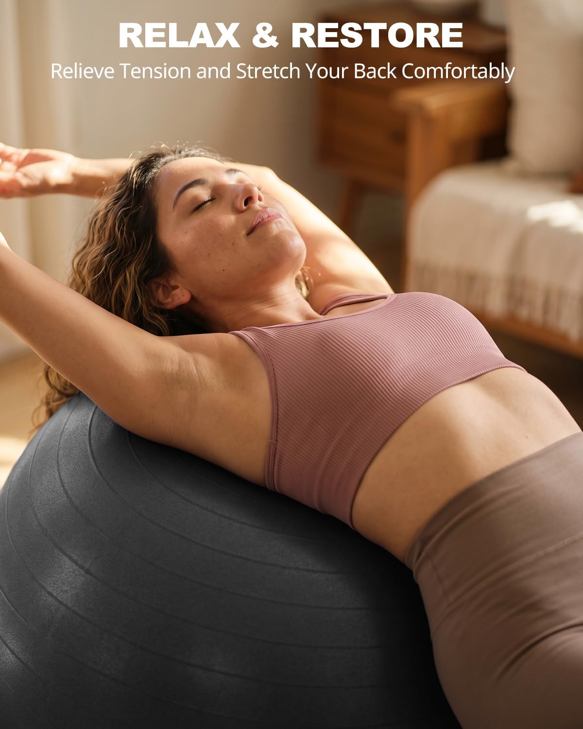 Yoga Ball for Exercise, Pilates, Core & Balance Training, Stability Ball for Pregnancy & Birthing Prep, Physical Therapy, Daily Stretching, Office Chair for Active Sitting, Quick Pump Included - view 7