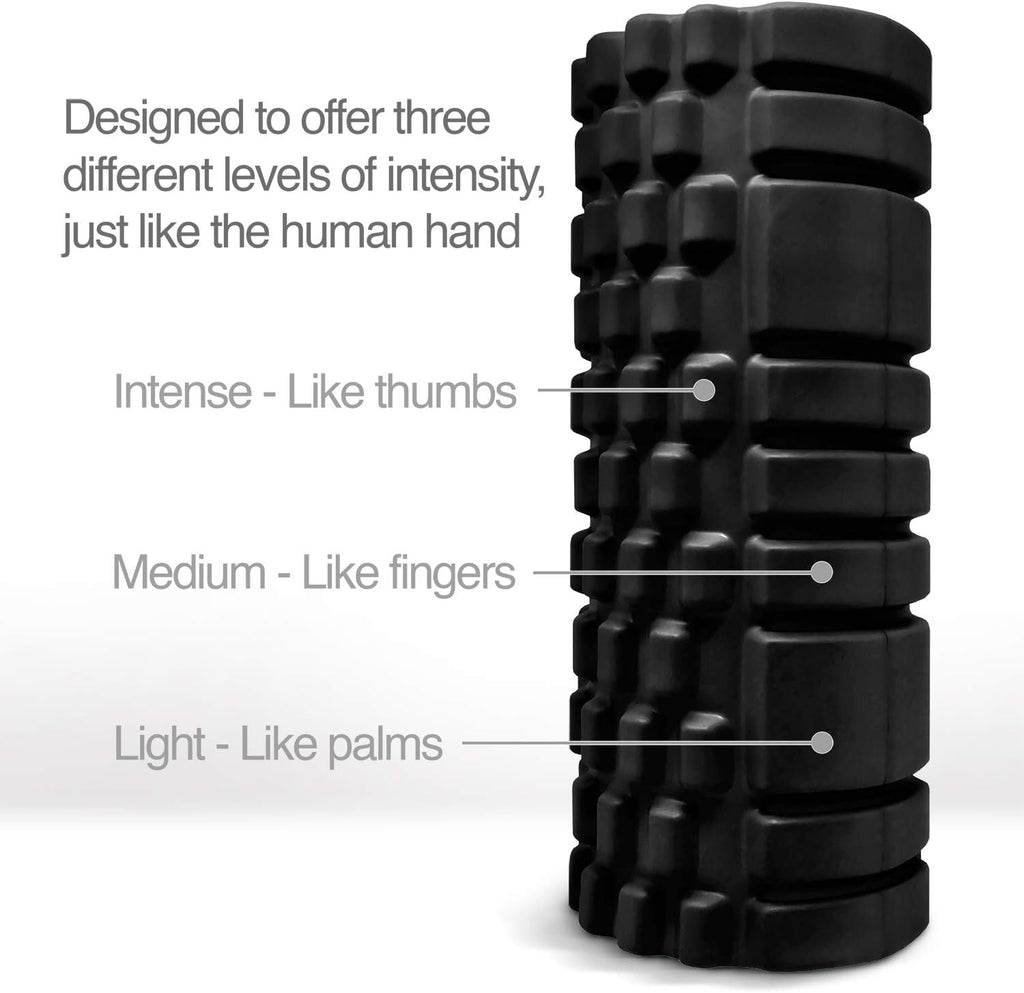 Trigger point releasing foam massage roller with medium compression for exercise, stretching, and muscle recovery - relieves muscle tightness, improves mobility, and circulation - view 3