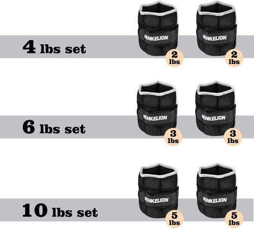 1 Pair 2 3 5 10 Lbs Adjustable Ankle Weights for Women Men Kids, Strength Training Wrist and Ankle Weights Sets for Gym, Fitness Workout, Running, Lifting - Black Grey Pink Blue Purple - view 2