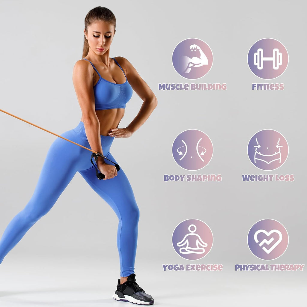 Single Resistance Bands with Handles Door Anchor for Home Gym | Door Anchor, Workout Guidance included, Exercise Bands for Physical Therapy, Yoga, Strength Training - view 6