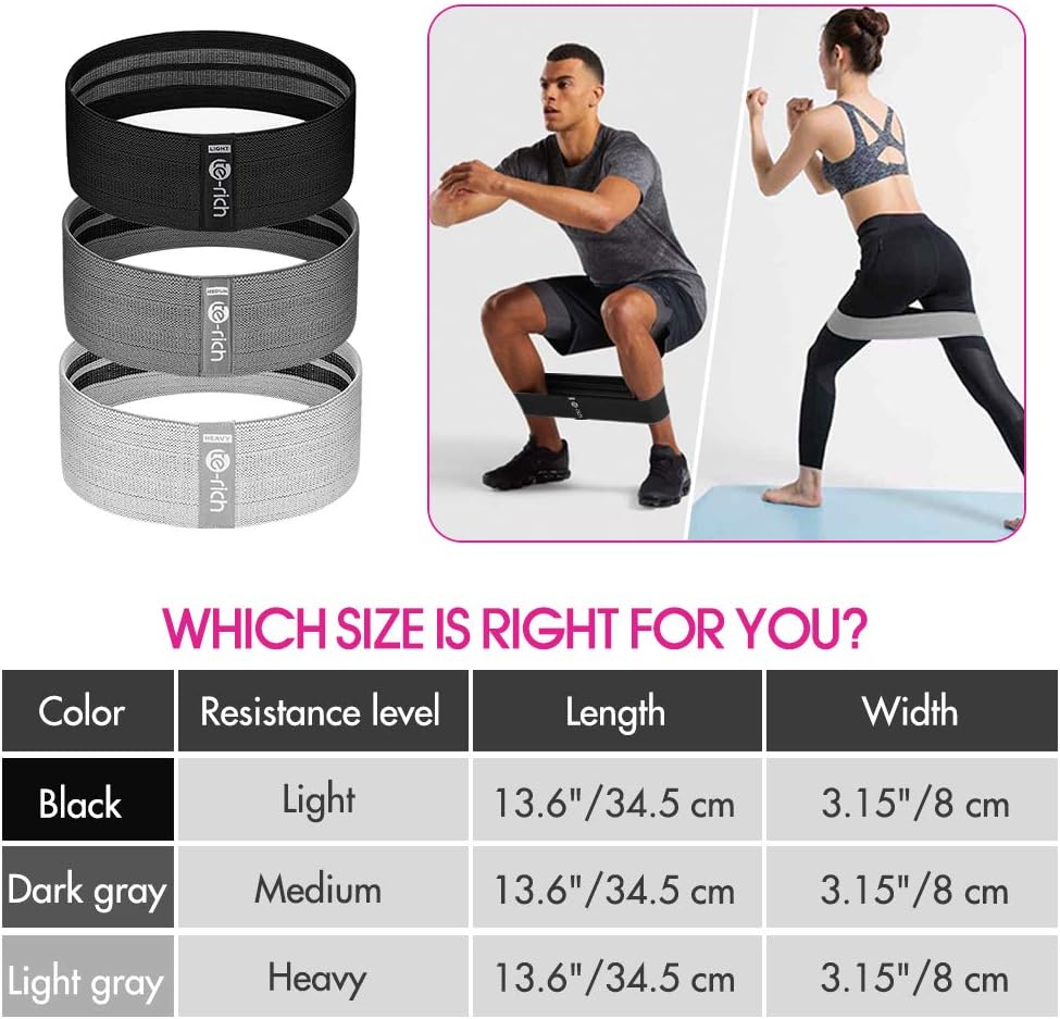 Resistance bands, fabric workout bands for women & men, cloth booty resistance loop bands, thick squat bands for butt/legs/thigh/hip/glute exercising - view 5