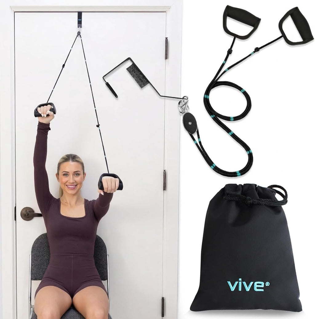Premium Shoulder Pulley for Physical Therapy w/ Carry Pouch - Over the Door Pulley for Shoulder Rehab - Rotator Cuff Exercise Strengthening Equipment - Overhead Pulleys Arm Pain Relief & Recovery