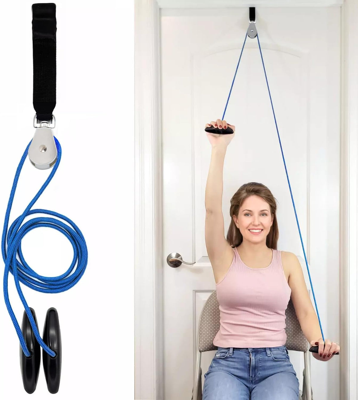 Shoulder Pulley for Physical Therapy with Exercise Guide - Improves Shoulder Strength & Range of Motion - Reduces Pain, Helps in Muscle Recovery - Physical Therapy Equipment (Blue) - view 8
