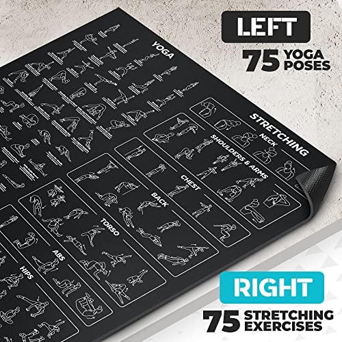 Extra-Large Instructional Yoga Mat with Poses Printed On It - 3X Bigger & 2X Wider than Regular Workout Mats - 150 Illustrated Yoga Poses and Stretches - Wide, Non-Slip, Barefoot Exercise Mat - view 2