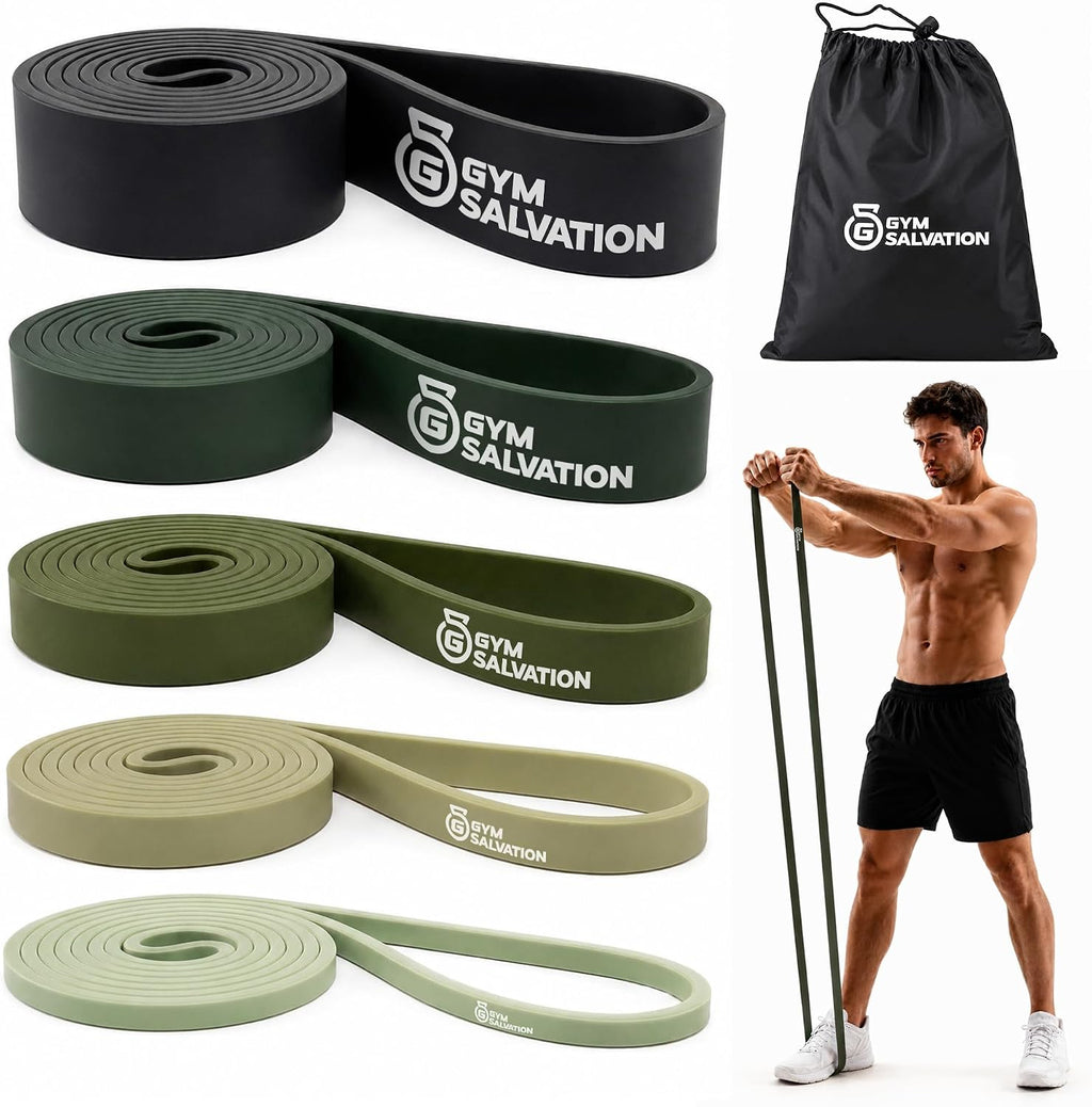 41-inch loop resistance bands set, 5 pull up assist bands for strength training & working out, long exercise bands for powerlifting, mobility & home gym with carry bag