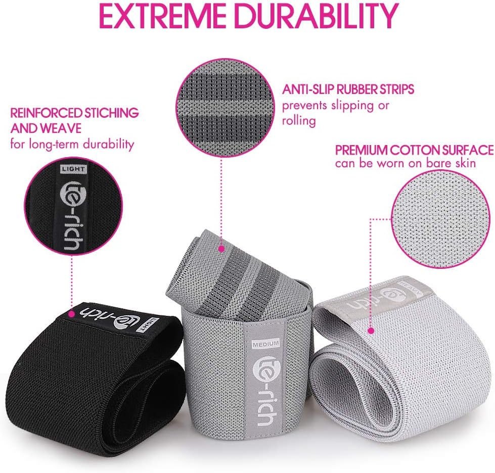 Resistance bands, fabric workout bands for women & men, cloth booty resistance loop bands, thick squat bands for butt/legs/thigh/hip/glute exercising - view 6