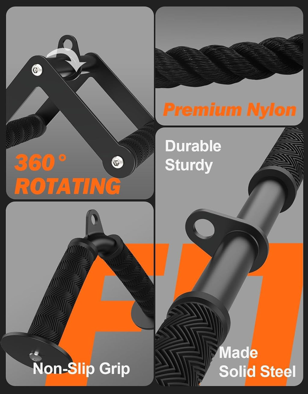 Cable Machine Attachment Set, LAT Pulldown Accessories for Home Gym | 4-Piece Set for Back, Biceps, Triceps and Shoulder Training - view 3