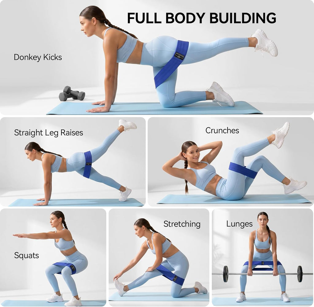 Resistance Bands for Working Out: 3-Set Professional Exercise Bands for Pilates, Yoga, Home Gym, Booty, Leg Training | Heavy/Medium/Light Fabric Loops for Women Men - view 3