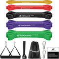 5 packs pull up assist bands, pull up straps, resistance bands with door anchor and handles, stretch mobility, powerlifting and extra durable exercise bands with eguide