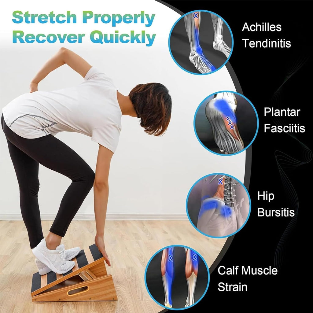 Wooden Slant Board, 5 Adjustable Angles, 500 lb, Side Handle | Partial-Coverage Grip Surface, Calf and Ankle Stretching, Squats, Physical Therapy, Rehab and Home Gym Use - view 5