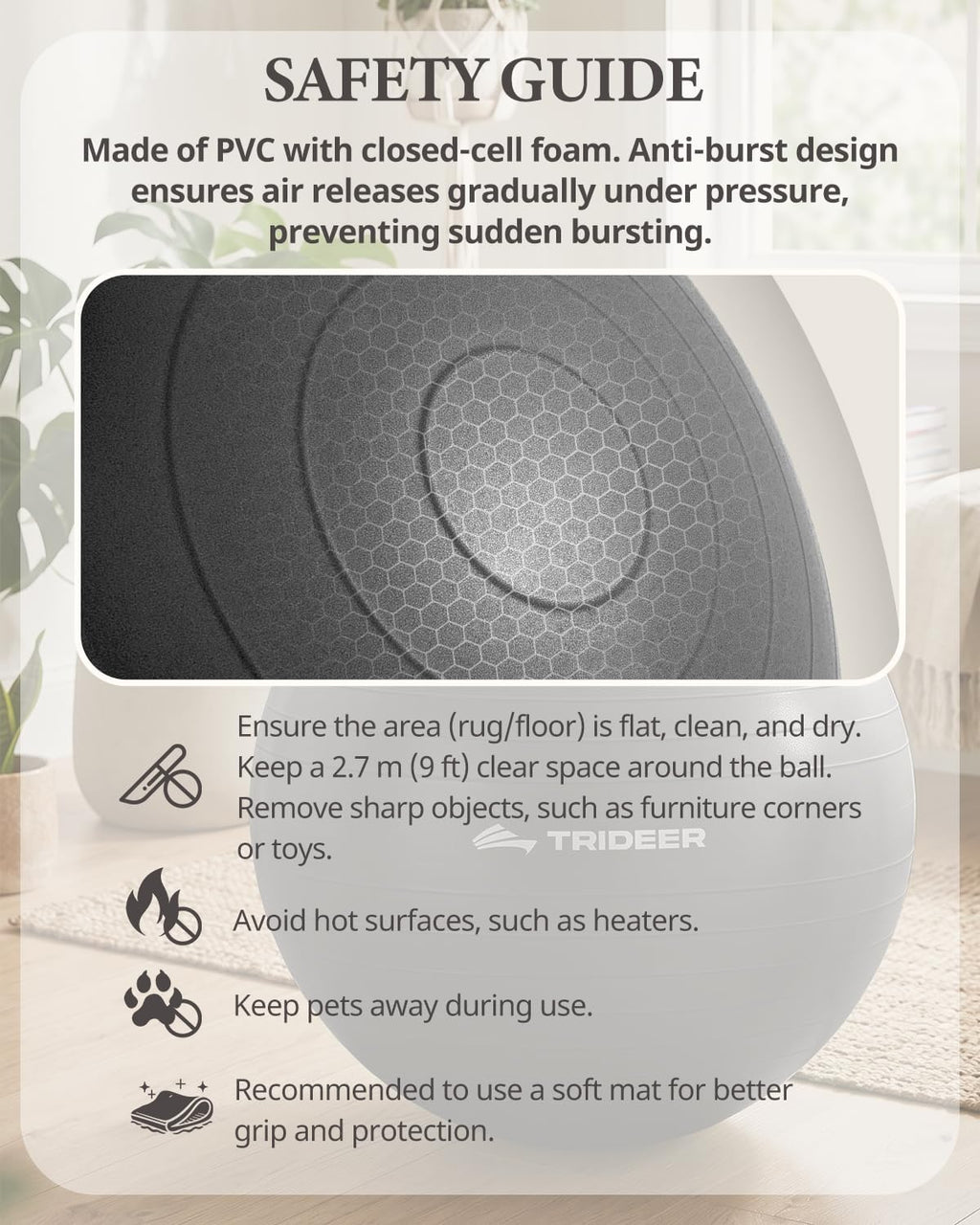 Yoga Ball for Exercise, Pilates, Core & Balance Training, Stability Ball for Pregnancy & Birthing Prep, Physical Therapy, Daily Stretching, Office Chair for Active Sitting, Quick Pump Included - view 6