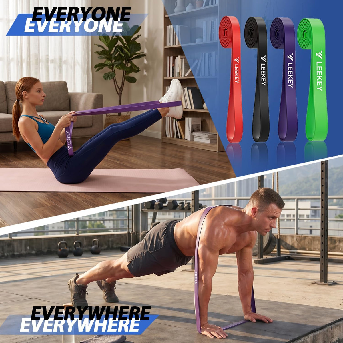 4-Level Resistance Bands for Working Out Non-Slip Strength | No latex proteins,Long time temperature changes,resist wear and tearing,Physical Therapy,Strength,Full Body Exercise - view 6