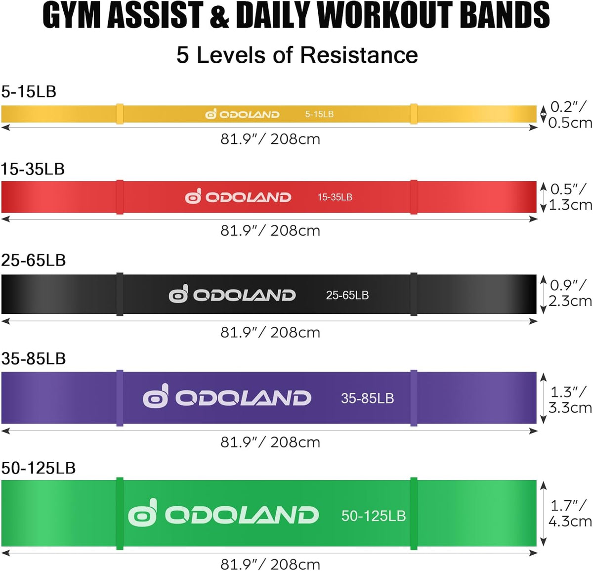 5 packs pull up assist bands, pull up straps, resistance bands with door anchor and handles, stretch mobility, powerlifting and extra durable exercise bands with eguide - view 3