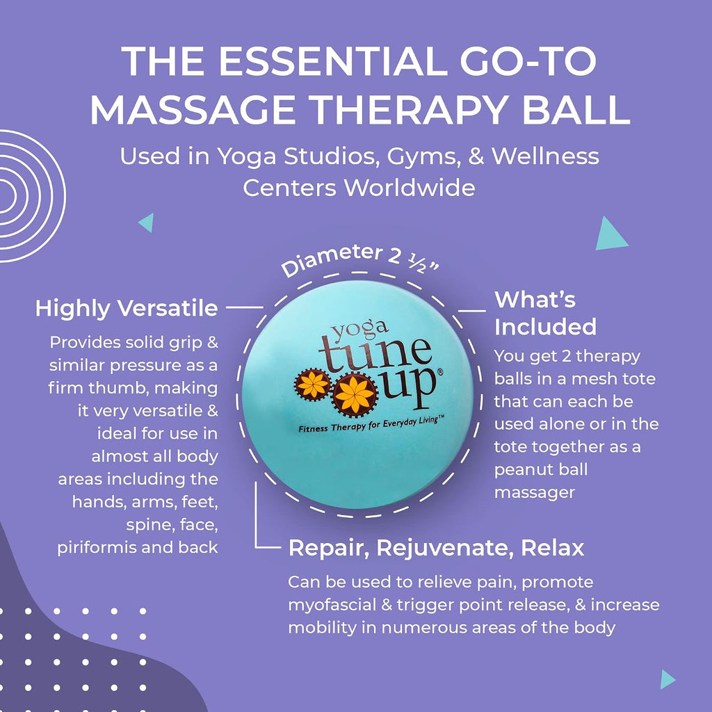 Therapy Balls in Tote by Tune Up Fitness - Massage Balls for Trigger Point, Pressure Point & Myofascial Release - Use as Single or Peanut Ball for Pain Relief & Relaxation (Aqua Blue) - view 3