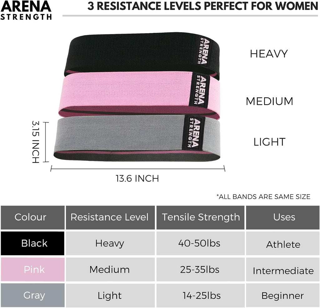 Fabric Booty Bands - Fabric Exercise Bands for Legs and Butt | Fabric Resistance Bands | Hip Resistance Bands with Workout Guide and Carry Case - view 5