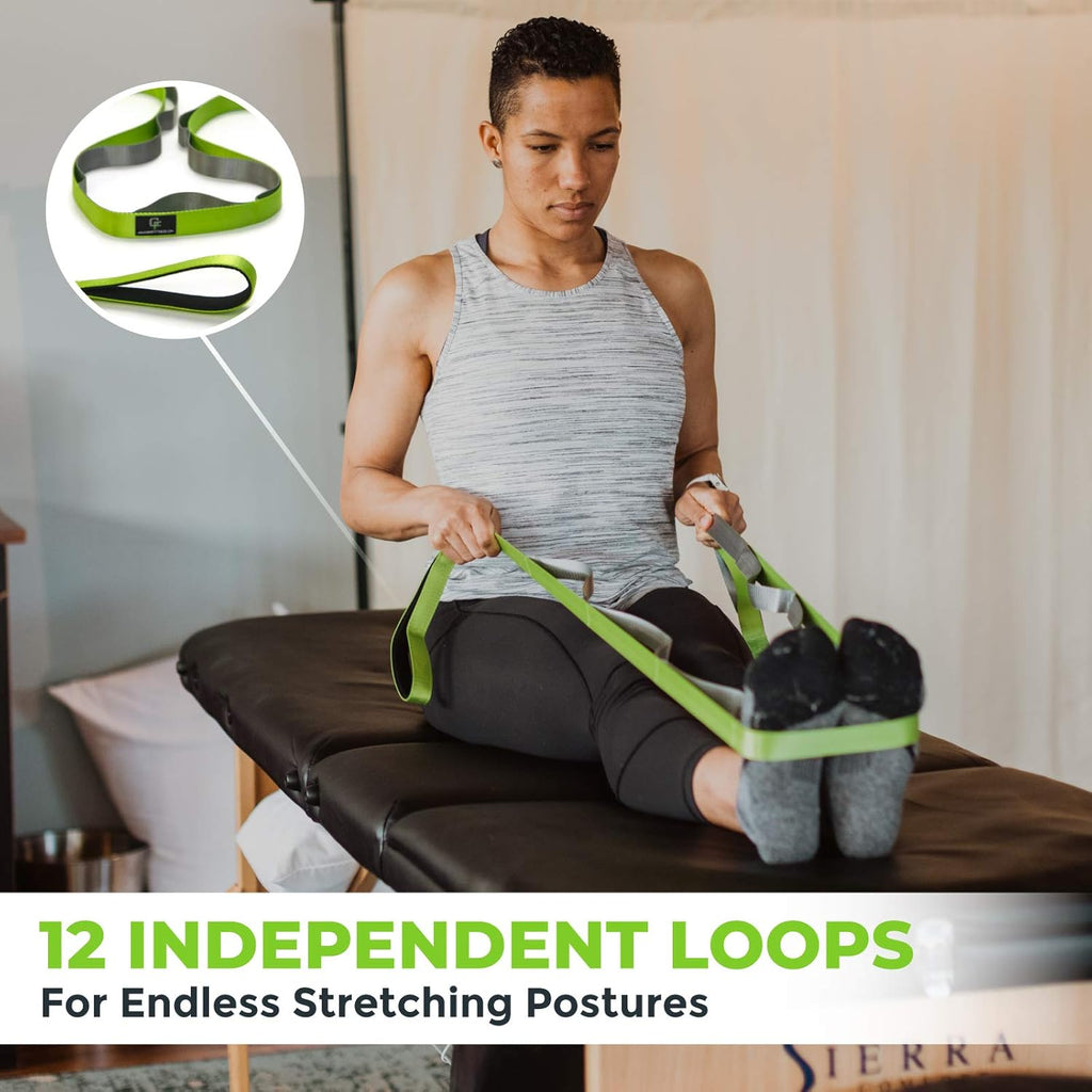 Stretching Strap for Physical Therapy, 12 Multi-Loop Stretch Strap 1" W x 8' L, Neoprene Handles, Physical Therapy Equipment, Yoga Straps for Stretching, Leg Stretcher. - view 4