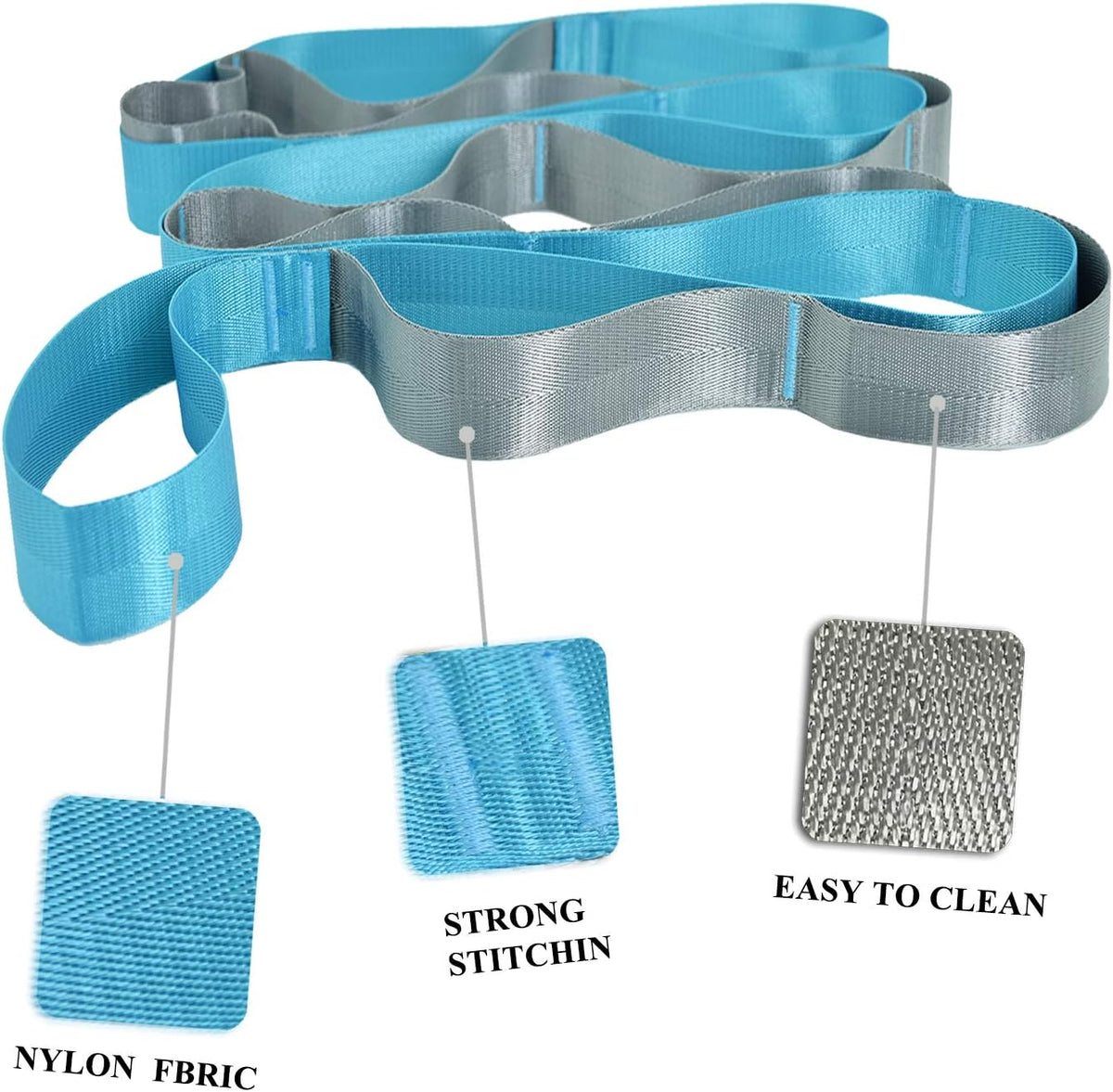 Yoga Straps Stretching Strap with 12 Loops Workout Poster, Straps for Stretching Physical Therapy Equipment Long Stretch Out Bands for Exercise, Pilates and Gymnastics for Women Men - view 4
